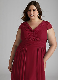 Azazie Organa Abiti da Damigella Abito A-Line in Chiffon Plissettato Borgogna image11