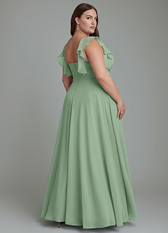 Azazie Leilani Brautjungfernkleider A-Linie Plissee Chiffon Kleid Matcha image7