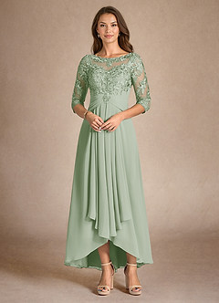 Azazie Marietta Mother of the Bride Dresses Dusty Sage A-Line Lace Dress image4