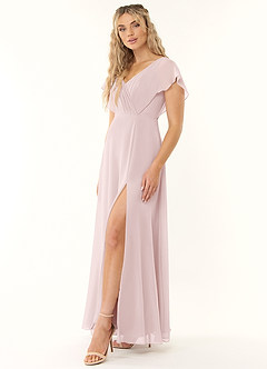 Azazie Rylee Bridesmaid Dresses Blushing Pink A-Line Pleated Chiffon Dress image3