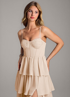 Azazie Alanna Brautjungfernkleider A-Linie Herzausschnitt Chiffon Kleid Alabaster Weiß image2