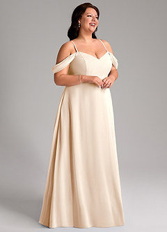 Azazie Marley Bridesmaid Dresses White Alabaster A-Line Off the Shoulder Chiffon Convertible Dress image15