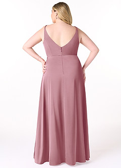 Azazie Dalilah Bridesmaid Dresses Vintage Mauve A-Line V-Neck Pleated Stretch Satin Dress image7
