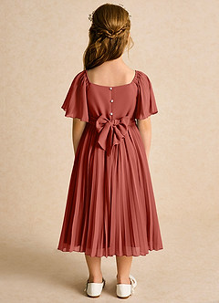Azazie Gisele Flower Girl Dresses Terracotta A-Line Pleated Chiffon Dress image6