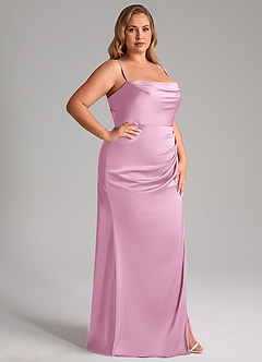 Azazie Leonis Bridesmaid Dresses Candy Pink Mermaid Pleated Stretch Satin Convertible Dress image15