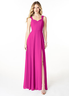 Azazie Julie Bridesmaid Dresses Fuchsia A-Line Sweetheart Neckline Chiffon Dress image1