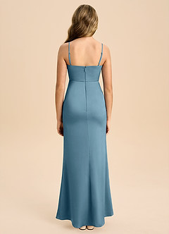 Azazie Buzzy Junior Osłona Pofałdowany Satyna elastyczna Długość podłogi Młodsza druhna Sukienka image2