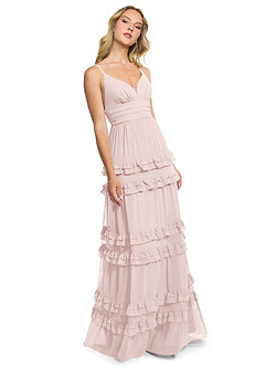 Azazie Rachel Bridesmaid Dresses Blushing Pink A-Line Chiffon Dress image3