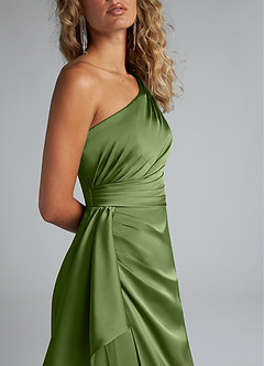 Azazie Maive Robes de demoiselle d'honneur Robe Fourreau en Satin extensible Rayé Genévrier image5