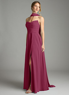 Azazie Ayla Abiti da Damigella Abito A-Line in Chiffon Scollo a Cuore Gelso image8