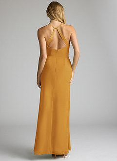 Azazie Becca Bridesmaid Dresses Butterscotch Sheath V-Neck Chiffon Dress image5