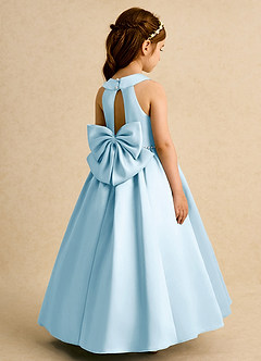Azazie Daisies Flower Girl Dresses Sky Blue Ball-Gown Bow Matte Satin Dress image1