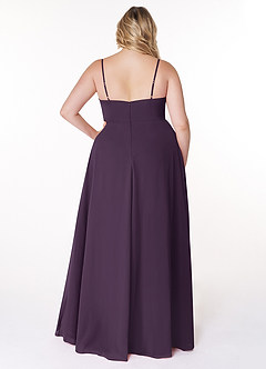 Azazie Moira Bridesmaid Dresses Plum A-Line Scoop Chiffon Dress image9