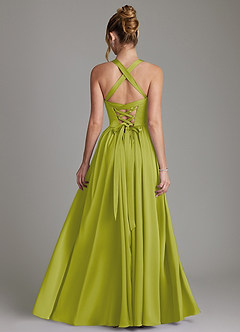 Azazie Francis Bridesmaid Dresses Lemongrass A-Line Corset Stretch Satin Dress image2