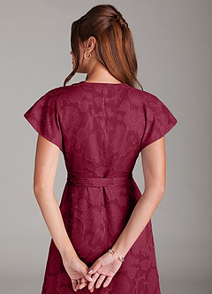 Azazie Ling Bridesmaid Dresses Burgundy A-Line Pleated Floral Burnout Dress image8