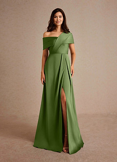 Azazie Milton Mother of the Bride Dresses Juniper A-Line Pleated Stretch Satin Dress image7