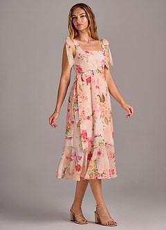 Azazie Deb Bridesmaid Dresses Abstract Bouquet Floral A-Line with Pockets Chiffon Convertible Dress image4