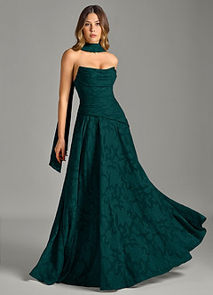 Azazie Gabriela Bridesmaid Dresses Pine A-Line Strapless Floral Burnout Dress image5