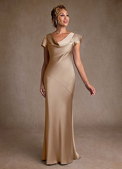 Azazie Shelby Klänningar till brudens mor Klä Sjöjungfru i Stretch Satin Plisserad Taupe image3