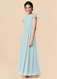 Azazie Payton Junior Sea Glass A-Line Bow Chiffon Dress image4