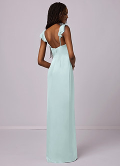 Barbie ♥ Azazie Bridesmaid Dresses Sea Glass Sheath Stretch Satin Dress image2