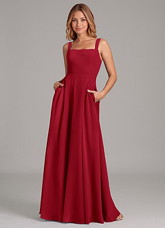 Azazie Shaude Bridesmaid Dresses Scarlet A-Line Pleated Chiffon Dress image1