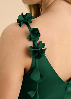 Azazie Gumdrop Junior Robe Empire en Satin extensible Plissée Vert Foncé image8