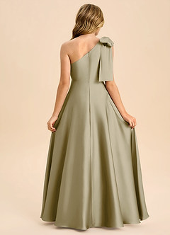 Azazie Penguin Junior Abito A-Line in Raso Elasticizzato Fiocco Verde Muschio image2