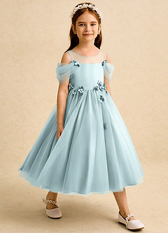 Azazie Juni Robe Demoiselle D'honneur Fillette Robe Princesse en Tulle Plissée Brume image6