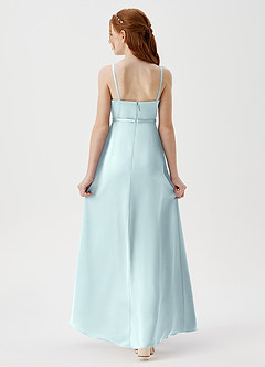 Azazie Kaylee Junior Robe Trapèze en Satin extensible avec ceinture Brume image2