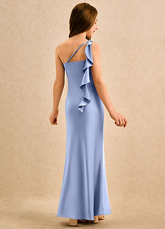 Azazie Almond Girls Formal Flower Girl Dresses Ice Sheath One Shoulder Stretch Satin Dress image1