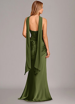 Azazie Pelagia Brudtärnklänningar Klä av Sjöjungfru i Stretch Satin Korsett Oliv Konvertibel image4