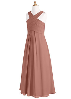 Azazie Kaleigh Junior Cedar Rose A-Line Pleated Chiffon Dress image8