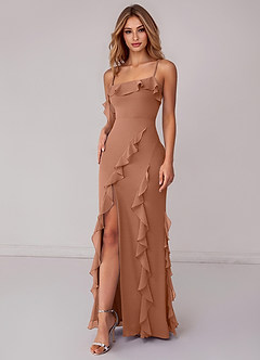 Azazie Malia Bridesmaid Dresses Bronzer Sheath Ruched Chiffon Dress image6