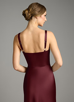 Azazie Alouette Robes de demoiselle d'honneur Robe Sirène en Satin extensible Plissé Cabernet image4