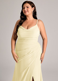 Azazie Deandra Bridesmaid Dresses Lemon Sorbet Mermaid Pleated Chiffon Dress image12