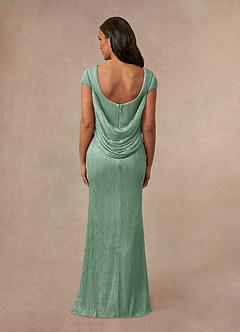 Azazie Galilea Mother of the Bride Dresses Aquamarine Mermaid V-Neck Metallic Mesh Dress image3