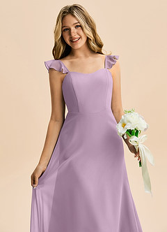 Azazie Mavie Junior Abito A-Line in Chiffon Increspato Glicine image5