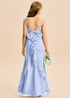 Azazie Lioren Junior Havfrue Sløjfe Chiffon Gulv-længde Junior brudepige Kjole image5