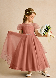 Azazie Duckie Abiti da Ragazza di Fiori Abito Principessa in Tulle Plissettato Più Tagliato image3