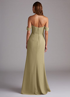 Azazie Saige Bridesmaid Dresses Moss Green A-Line Off the Shoulder Chiffon Convertible Dress image7