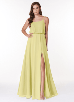 Azazie Lupe Bridesmaid Dresses Lemon Sorbet A-Line Scoop Blouson Chiffon Dress image1