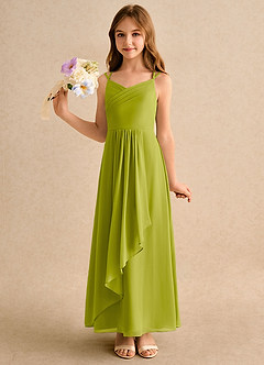 Azazie Zaida Girls Formal Flower Girl Klänningar Klänning A-Line i Chiffong Plisserad image6