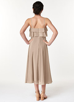 Azazie Ensley Junior Taupe A-Line Pleated Chiffon Dress image2