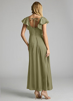 Azazie Bondi Brautjungfernkleider A-Linie Gestreift Stretch-Satin Kleid Pistazie image3