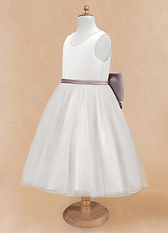 Azazie Seline Flower Girl Dresses Ivory Dusk A-Line Bow Tulle Dress image8