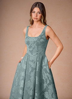 Alba Powder Blue Pleated Midi Dress image6
