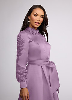 Azazie Ruth Mother of the Bride Dresses Wisteria A-Line Lace Matte Satin Dress image3