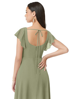 Azazie Bondi Bridesmaid Dresses Pistachio A-Line Ruched Chiffon Dress image5