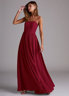 Azazie Calianna Bridesmaid Dresses Burgundy A-Line Off the Shoulder Chiffon Convertible Dress image3